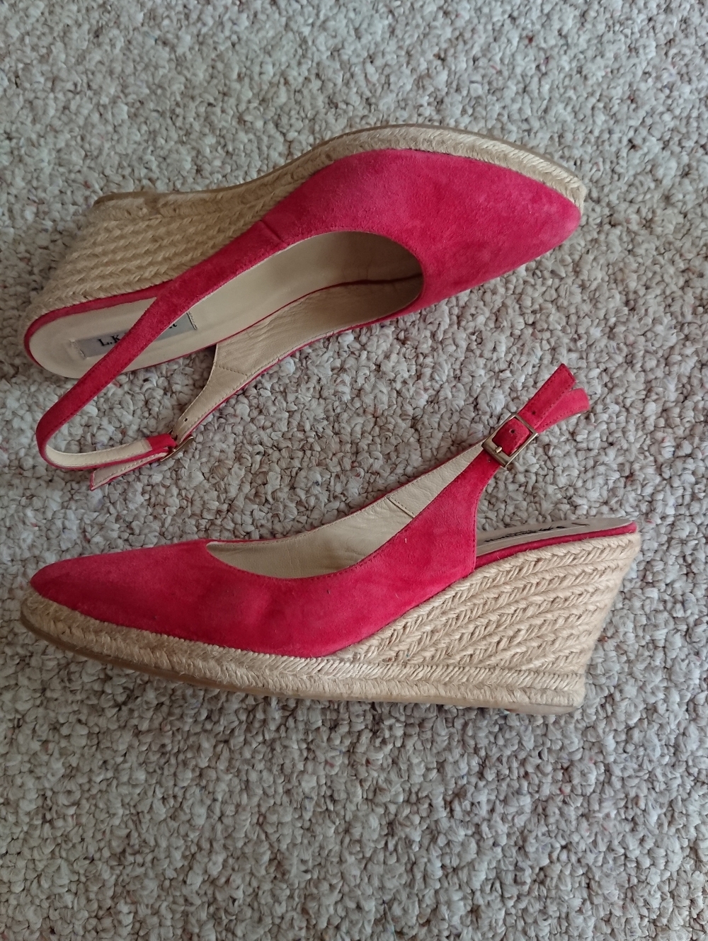 LK Bennett Bethany red Suede Pointed Slingback espadrille size 9 - Picture 6 of 13